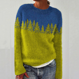 Charlotte Retro Icelandic Knit Sweater in Blue/Green
