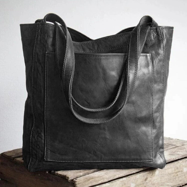 Women's Classic Leather Shoulder Bag in Black