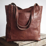 Women's Classic Leather Shoulder Bag in Dark Brown