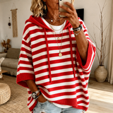 Charlotte | Red Striped Poncho Sweater