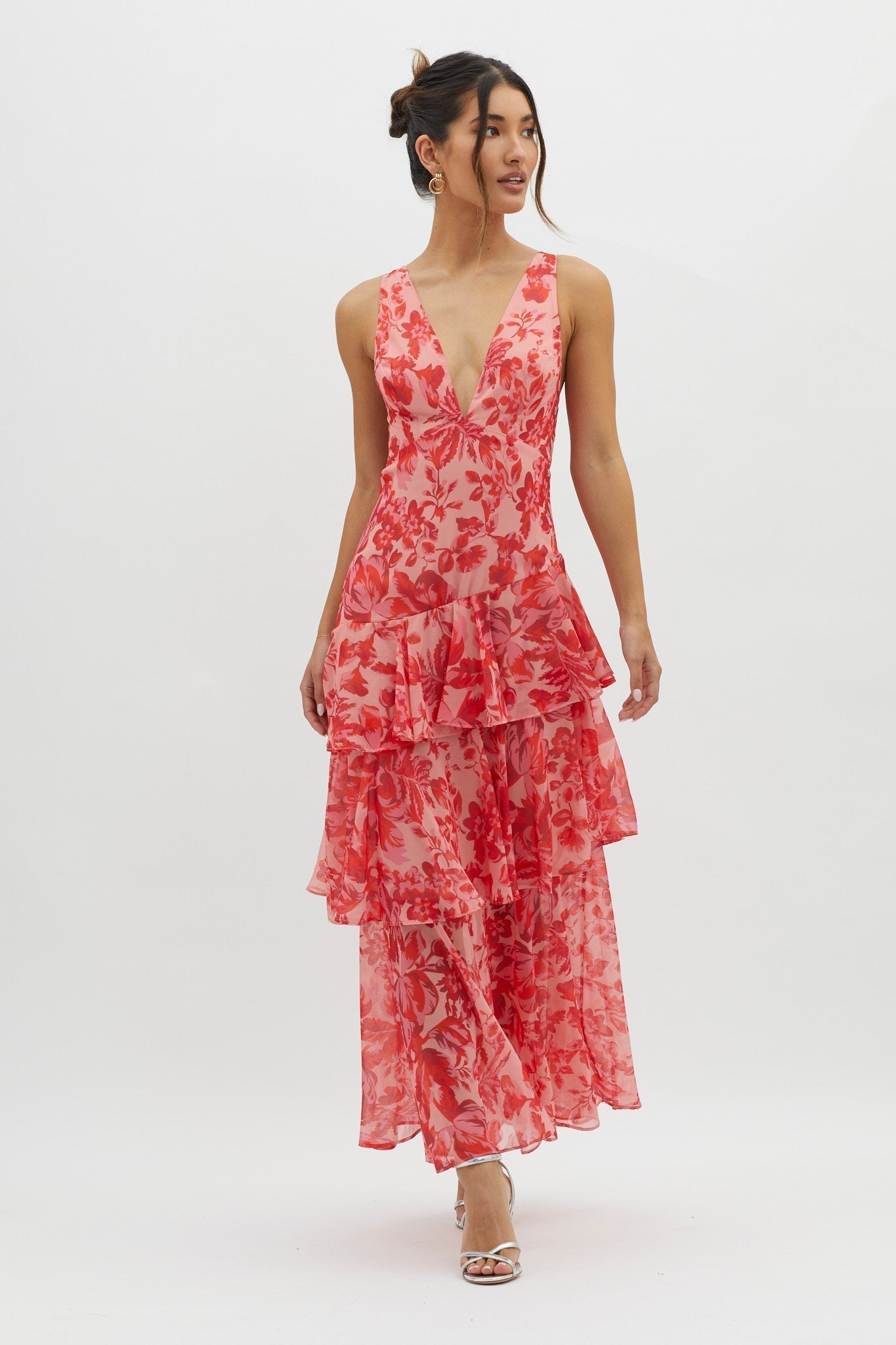 Taviana Sophisticated Midi Dress in Rose Pink