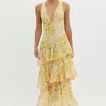 Taviana Sophisticated Midi Dress in Yellow
