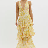 Taviana Sophisticated Midi Dress in Yellow