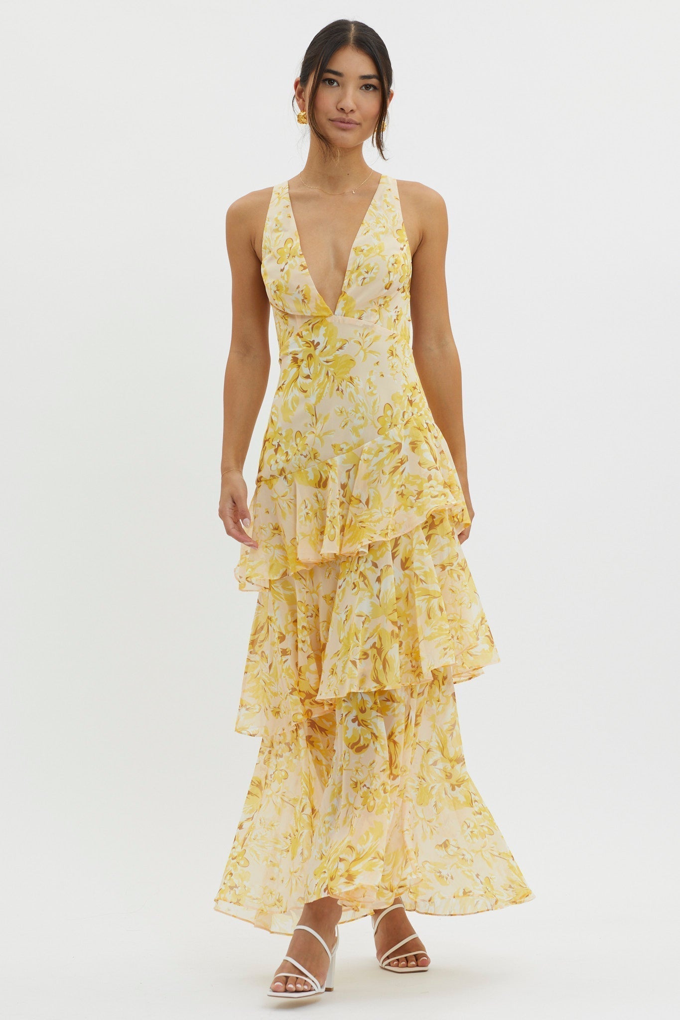 Taviana Sophisticated Midi Dress in Yellow