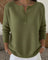 Women's Henley Button Knit Sweater in Olive Green