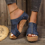 Women's Comfort Stud Wedge Sandals in Blue