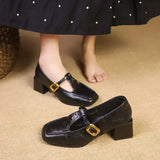 Women's Square-Toe T-Strap Block-Heel Shoes, photo 5