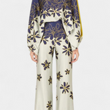 Women's Off-Shoulder Top & Wide-Leg Pants Set in Purple Floral