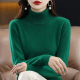 Women's Cashmere Mock-Neck Sweater in Green