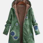 Women's Aztec Sherpa Fleece Jacket in Green