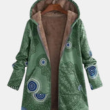 Women's Aztec Sherpa Fleece Jacket in Green