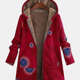 Women's Aztec Sherpa Fleece Jacket in Red