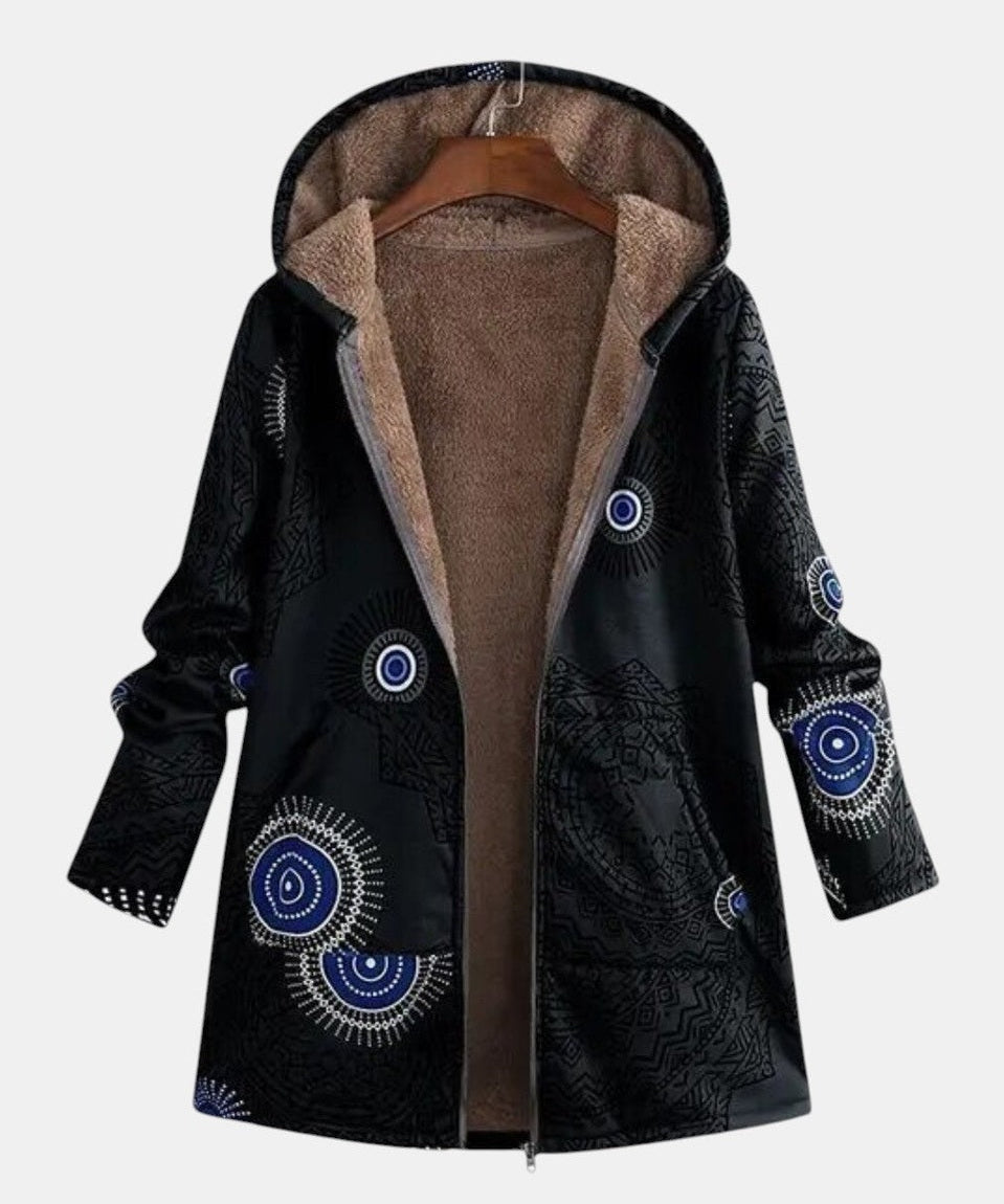 Women's Aztec Sherpa Fleece Jacket in Black