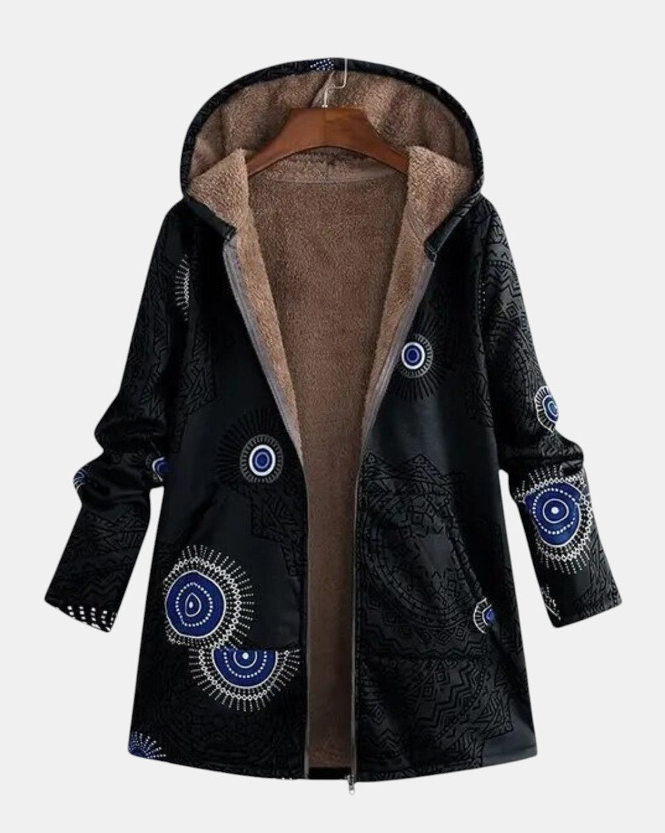 Women's Aztec Sherpa Fleece Jacket in Black