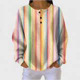 Women's Colorful Striped Henley Sweater