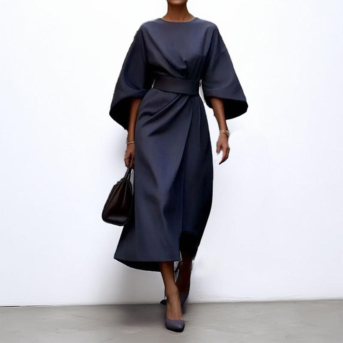 Women's Maxi Dress with Kimono Sleeve in Sea Blue