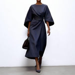 Women's Maxi Dress with Kimono Sleeve in Sea Blue