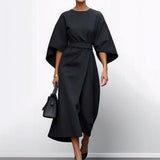 Women's Maxi Dress with Kimono Sleeve in Black