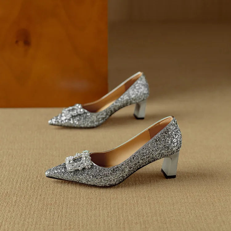 Women's Glitter Pumps with Crystal Buckle, photo 18