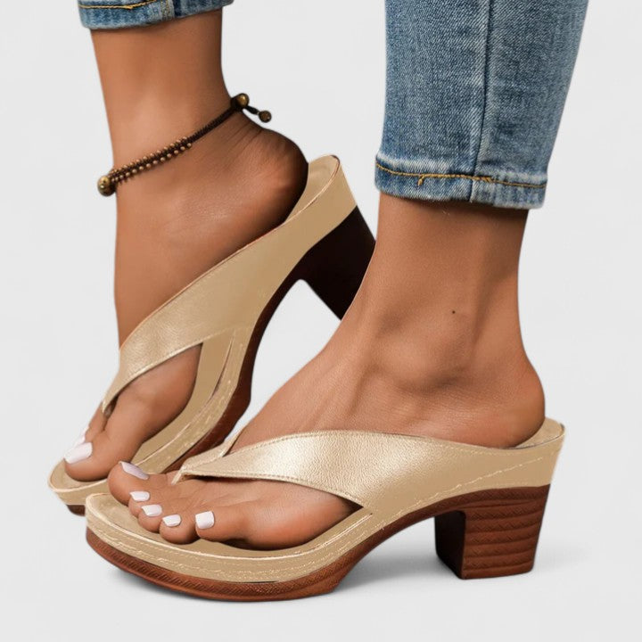 Jazrielle Comfort Heels in Gold