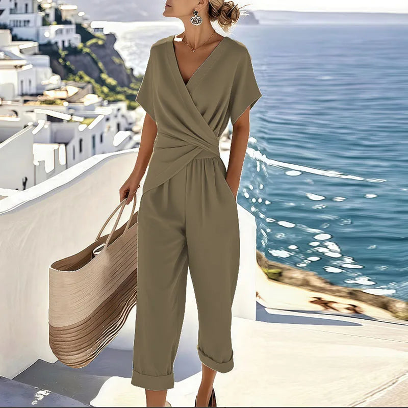 Eileen Elegant Two-Piece Set in Khaki