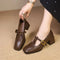 Women's Square-Toe T-Strap Block-Heel Shoes in Brown