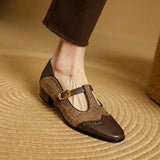 Women's Vintage Tweed T-Strap Brogues, photo 4