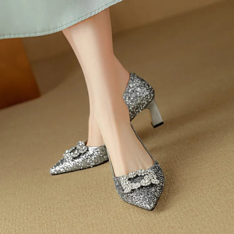 Women's Glitter Pumps with Crystal Buckle, photo 9
