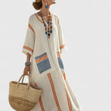 Kyvanna Elegant Maxi Dress in Beige Orange
