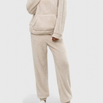 Women's Teddy Fleece Two-Piece Set in Beige