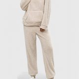 Women's Teddy Fleece Two-Piece Set in Beige