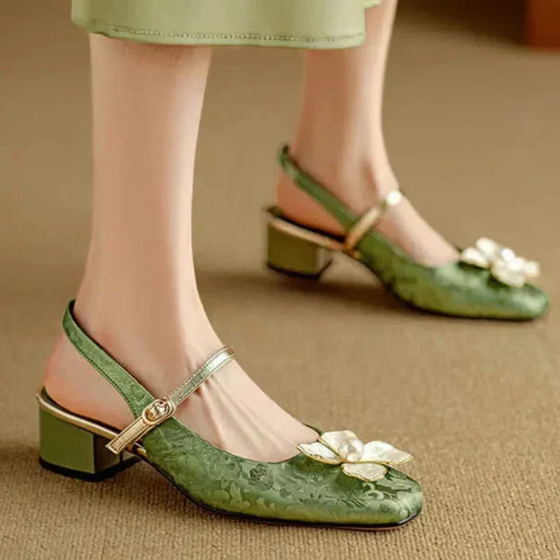 Women's Slingback Pumps in Green