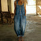 Madison Vintage Denim-Look Romper in Blue