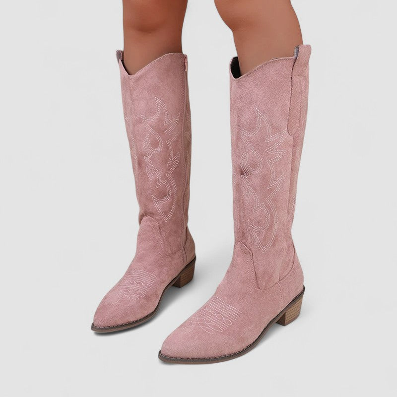 Clara Comfort Western Boots in Pink