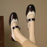 Women's Two-Tone Brogue Mary Janes in Dark Brown