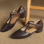 Leather T-Strap Shoes with Braided Strap, photo 6