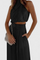 Tailored Top with Pleated Palazzo Pants in Black