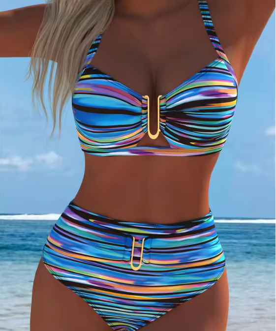 Women's Sunset Waves Bikini Set in Multicolor