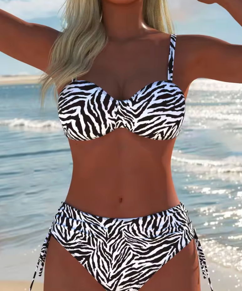 Women's Wild Coast Bikini Set in Black & White