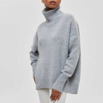 Gerda Cable-Knit Turtleneck Sweater in Gray
