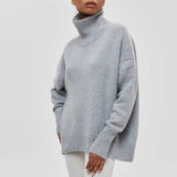 Gerda Cable-Knit Turtleneck Sweater in Gray