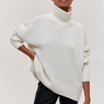 Gerda Cable-Knit Turtleneck Sweater in White