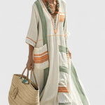 Kyvanna Elegant Maxi Dress in Beige Green