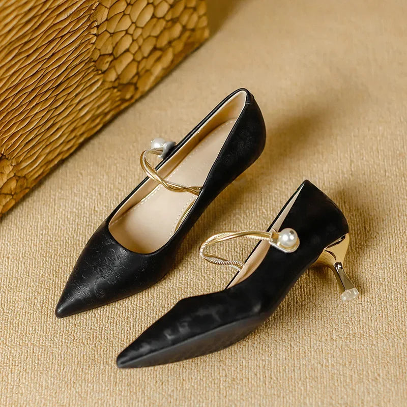Women's Pearl-Strap Pointed-Toe Kitten Heels, photo 11