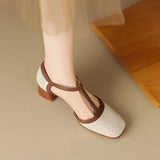 Women's Woven T-Strap Mid-Heel Shoes, photo 4