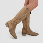 Clara Comfort Western Boots in Beige