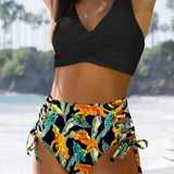 Women's Coastal Bloom Bikini Set in Black