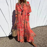 Women's Beachcomber Boho Midi Dress in Red