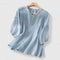 Women's Elegant Button-Front Blouse in Blue