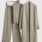 Elegant Cut 3-Piece Soft Knit Ensemble in Khaki